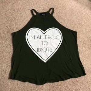 Army green tank top.